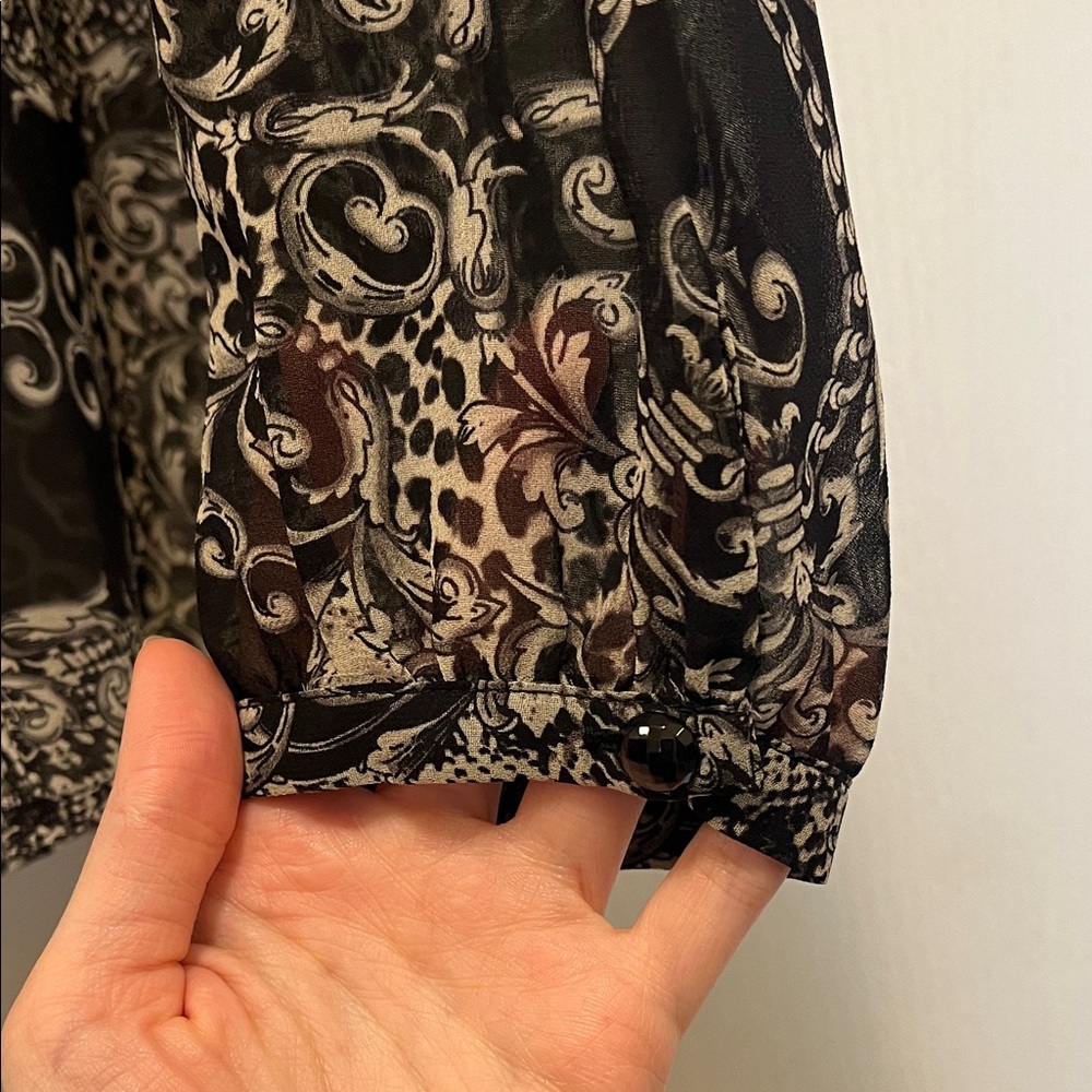 Y2K Sheer Paisley Ruffle Blouse - Picture 6 of 13